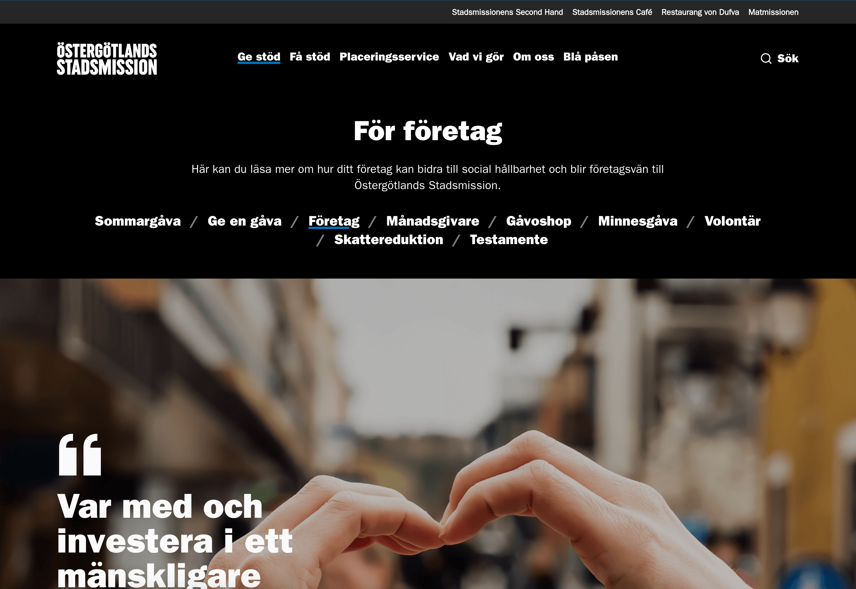 Östergötlands Stadsmission — project by Enra Digital for Stadsmissionen Östergötland